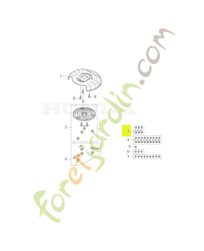 Trousse de lame rotatif réf. Honda 80018Y0E003