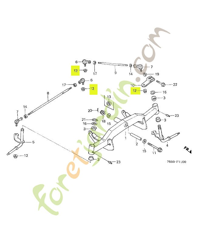 Ecrou, essieu roue, 10mm réf. Honda 90304GA6003