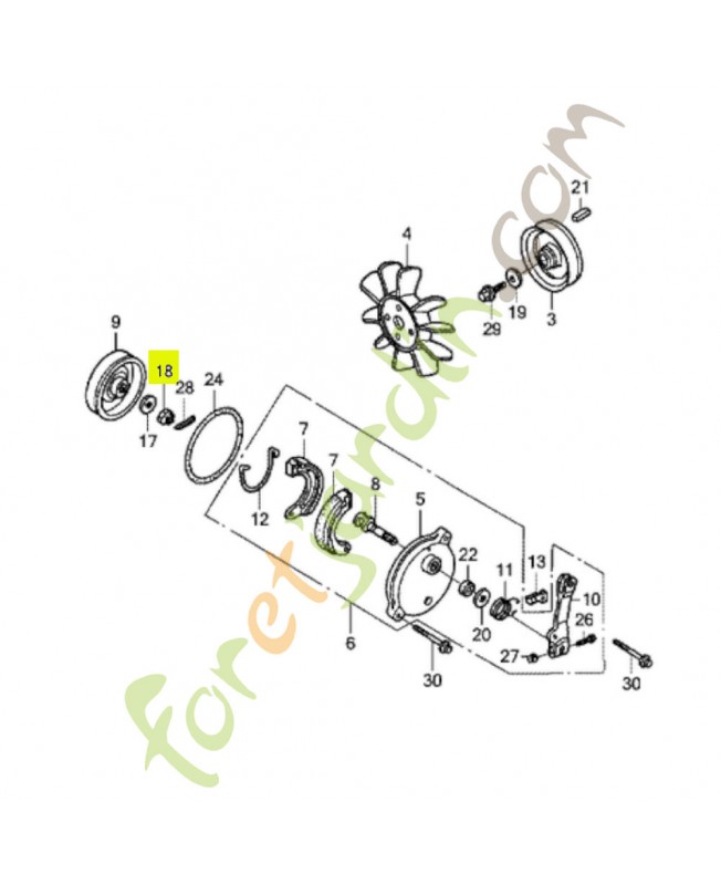 Ecrou crenele 10mm réf. Honda 90301740003