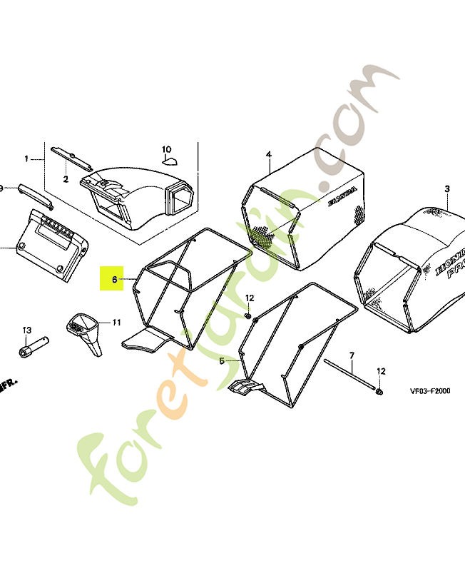Cadre comp. sac réf. Honda 81330VF0751