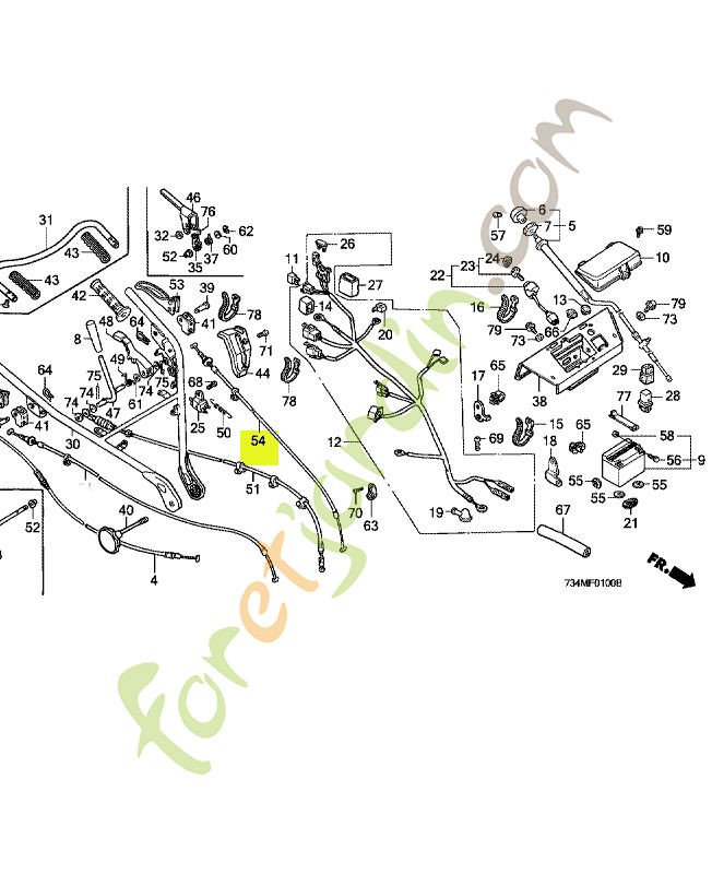 Cable comp. d'embrayage réf. Honda 54720734J20