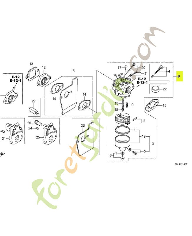 Carburateur (BB64F D) réf. Honda 16100ZM1825