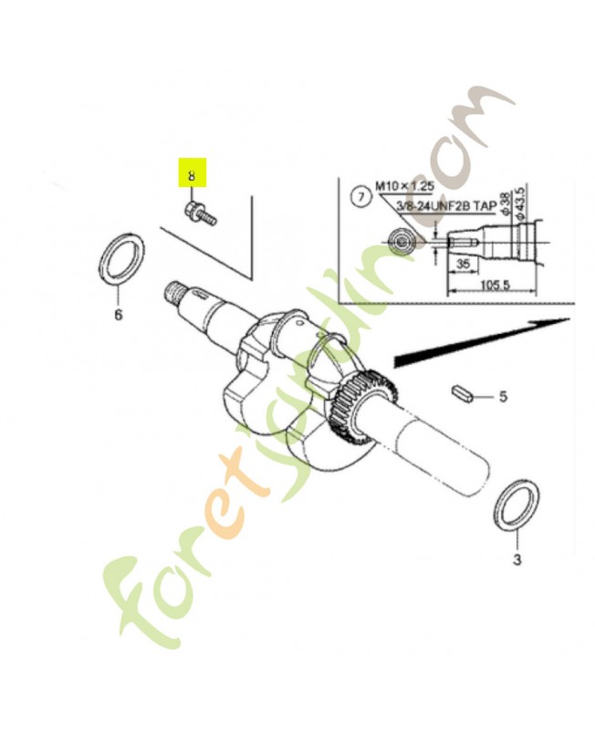 Boulon de bride 7/16"x28 réf. Honda 90107751003