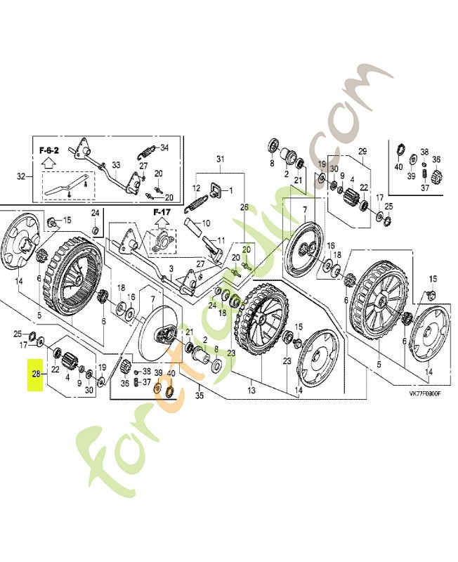 Engrenage de pignon réf. Honda 42660VK8750