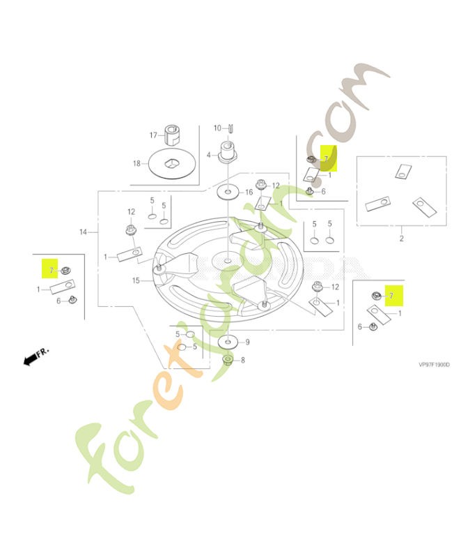 Ecrou, balai, 5mm réf. Honda 90301VP9000