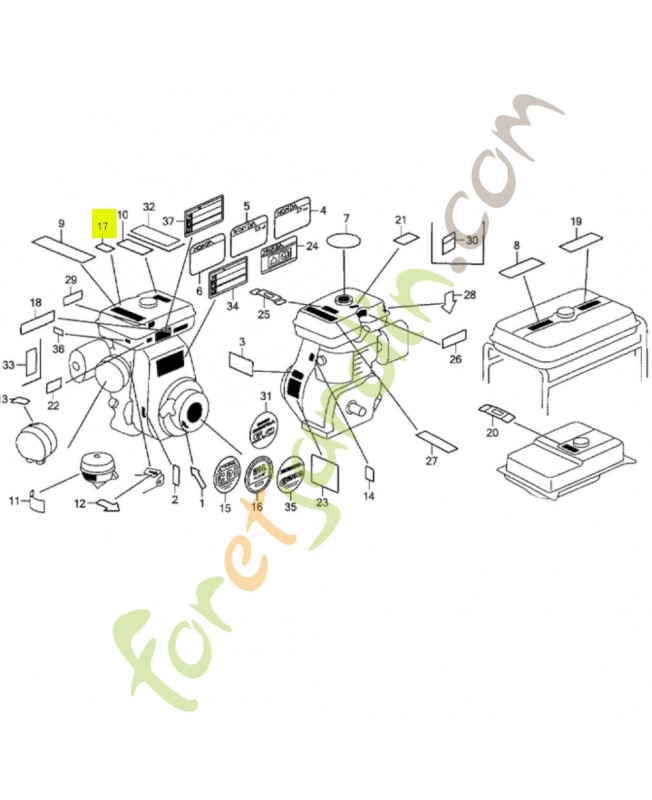 Etiquette d'avertissement réf. Honda 87539ZA8660