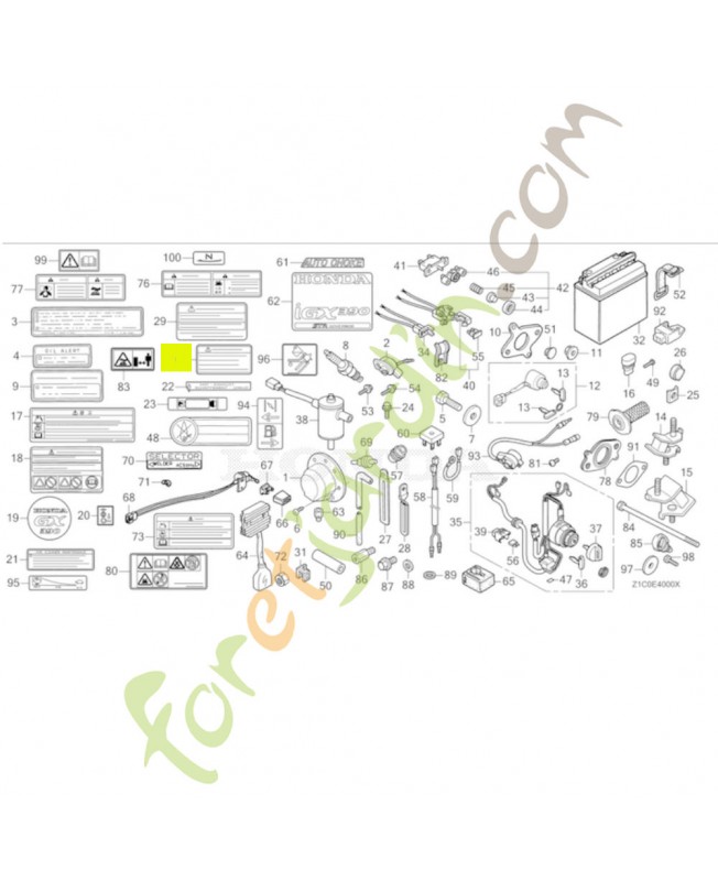 Etiquette d'avertissement réf. Honda 87539Z0J810