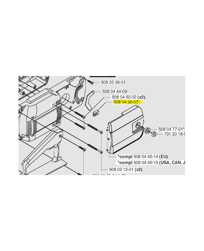 Couvercle husqvarna référence 508043007