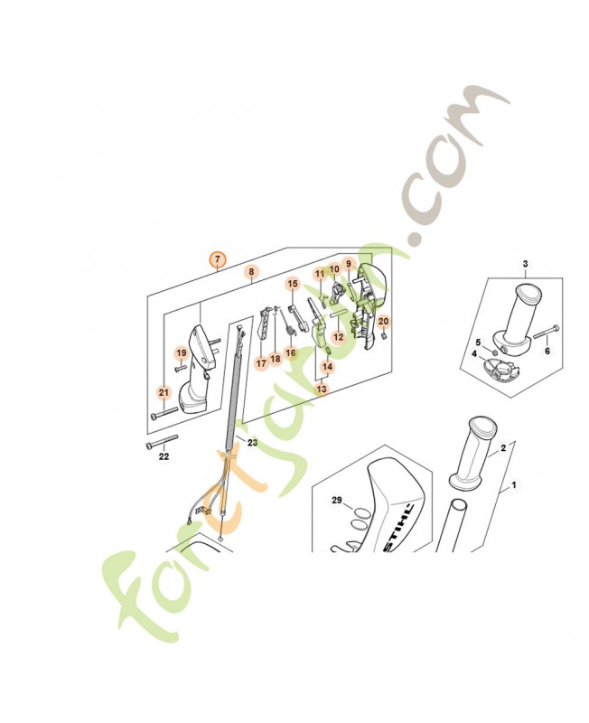 Poignée de commande 4148-790-1307. Pièce détachée Stihl / Vicking