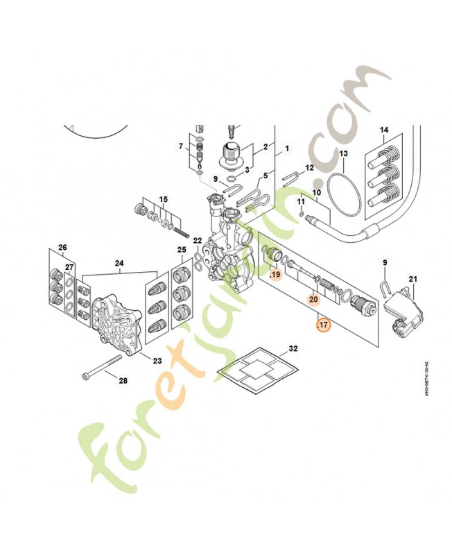 Piston distributeur stihl référence 4950-510-0300