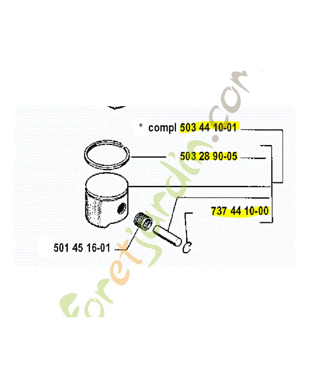 piston husqvarna référence 503441002. Pièce de rechange Husqvarna