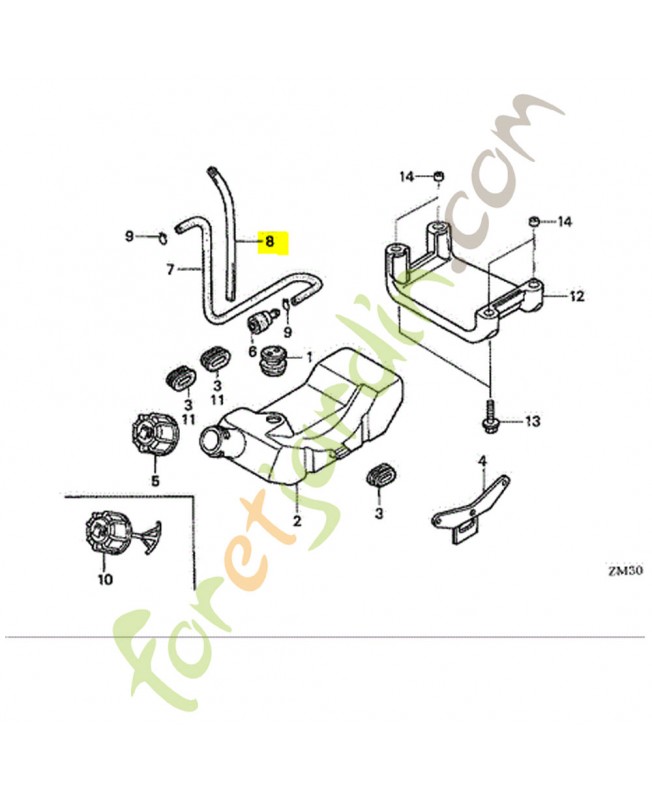 Tuyau de retour d'essence réf. Honda 17702ZM3003