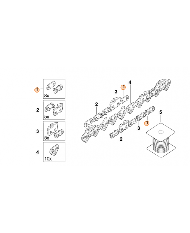 Jeu de maillons 3/8 pm