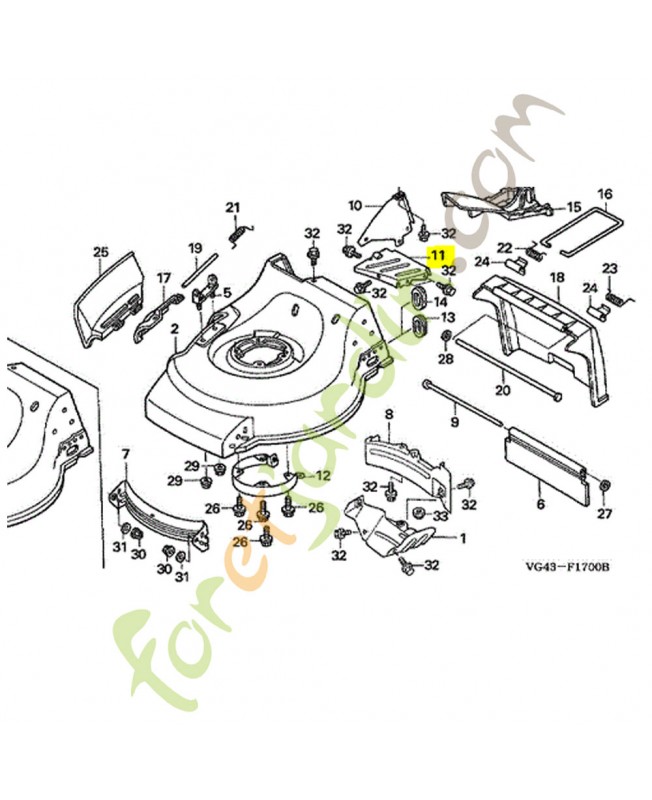 Plaque de guide réf. Honda 76143VG4010
