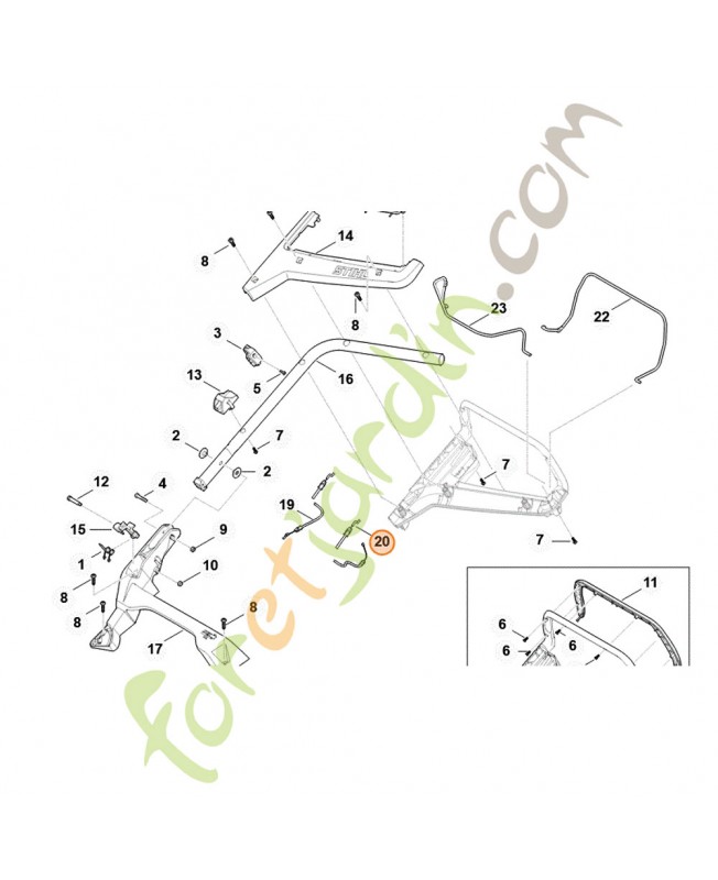 Câble de commande stihl référence WB41-700-7510