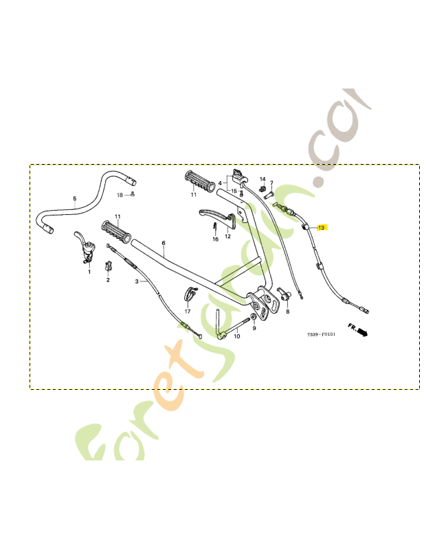 Cable comp. embrayage réf. Honda 54510733R80