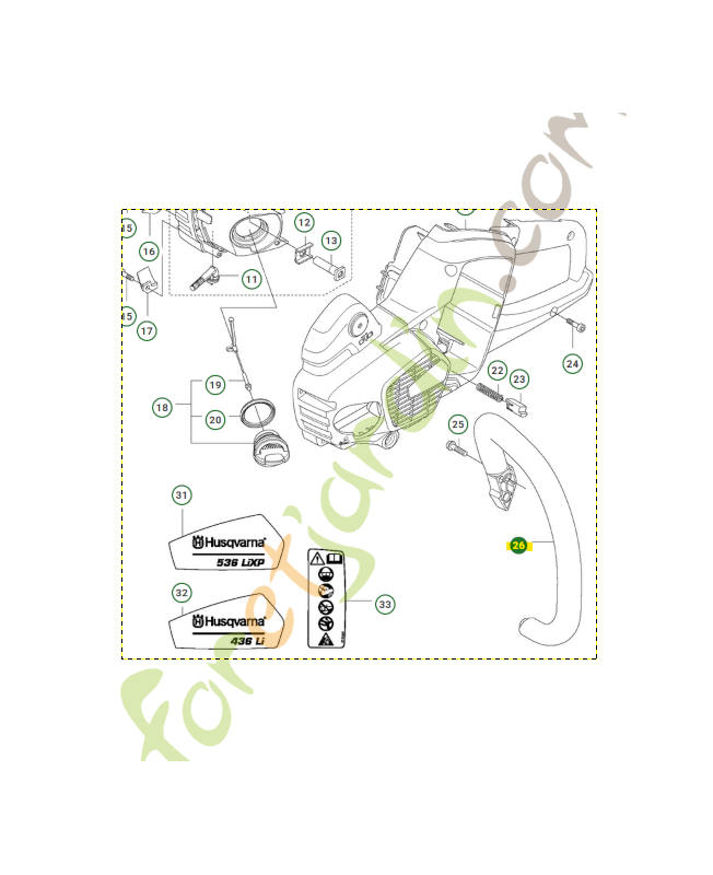 poignée avant husqvarna référence 577063501