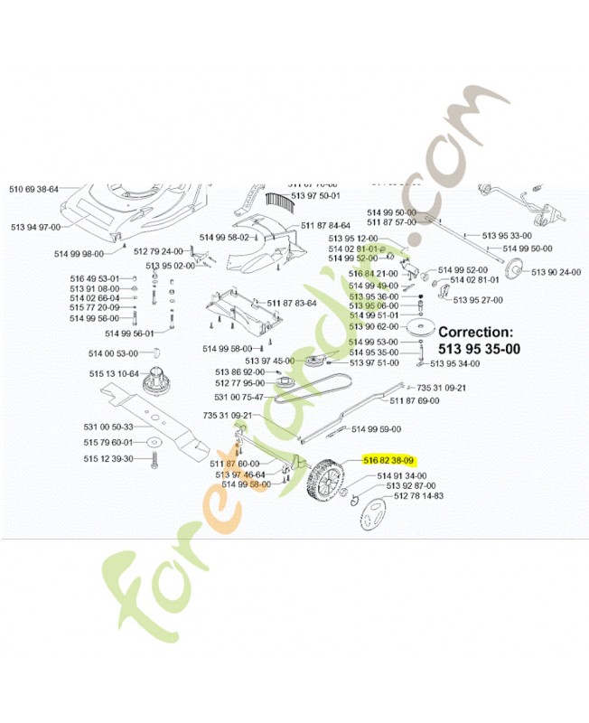 Roue avant husqvarna référence 516823809 ;  Remplace référence 516823600 ; 516823800 ; 516821200