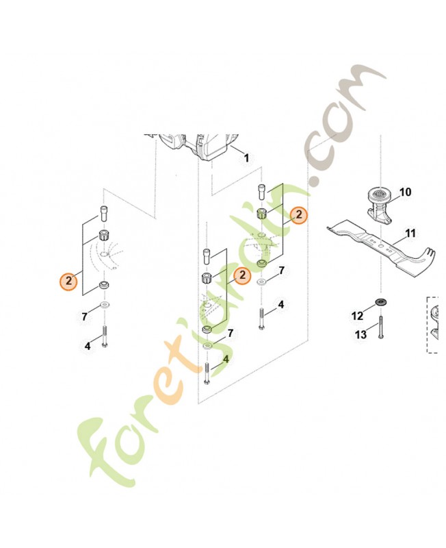 Jeu pièces fixation moteur stihl référence 6340-007-1026