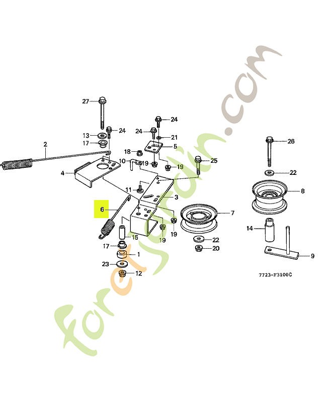 Ressort b, bras de tendeur réf. Honda 76129772L00