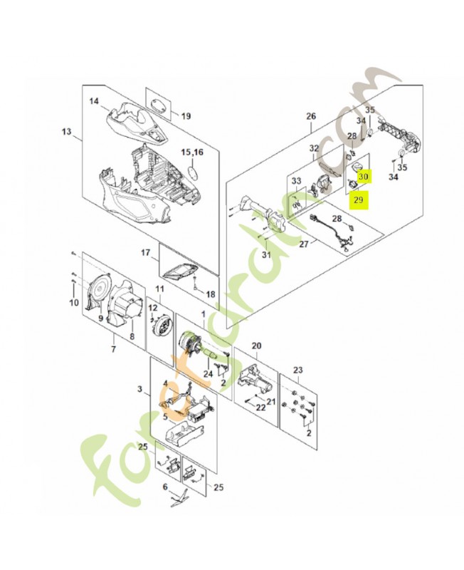 Commutateur FA01-430-0501. Pièce détachée Stihl