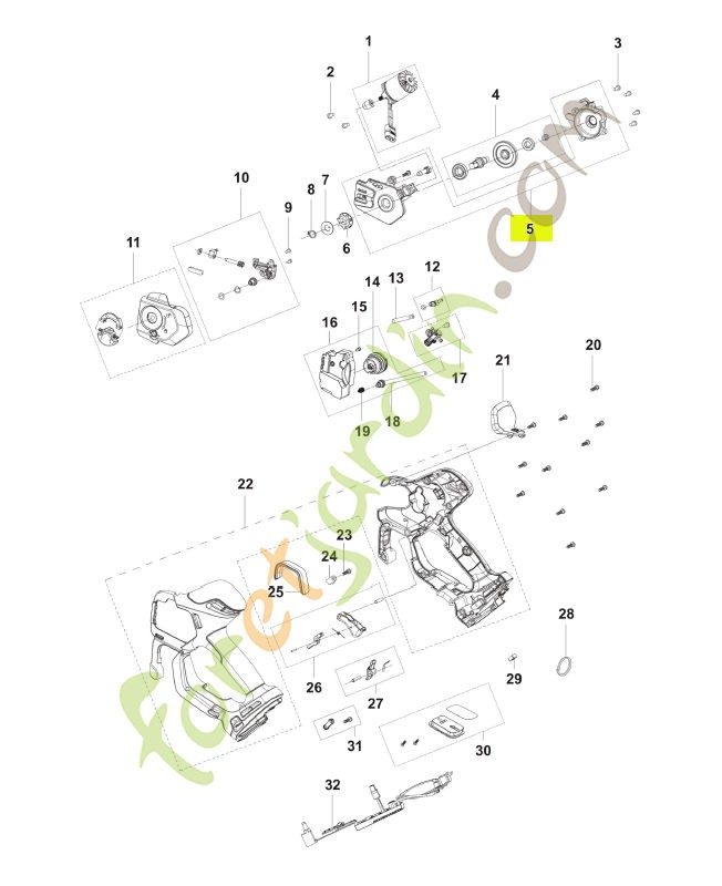 Ensemble de boîtier d'engrenages réf. Husqvarna 540762701