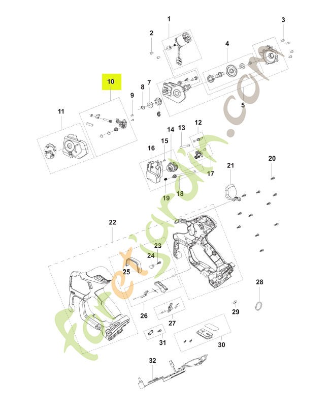 Ensemble d'engrenage à vis sans fin réf. Husqvarna 540763801