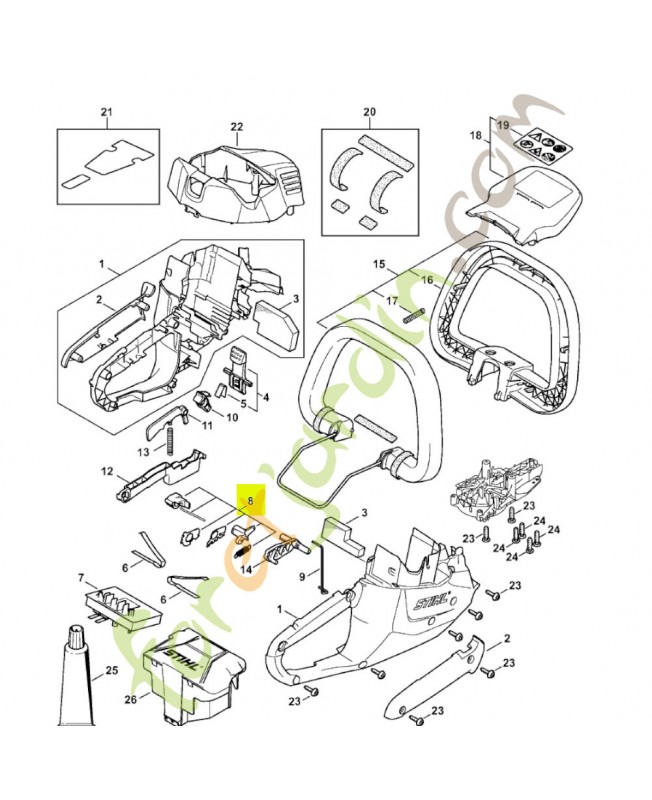 Jeu de pièces came de commande 4521-007-3501. Pièce détachée Stihl
