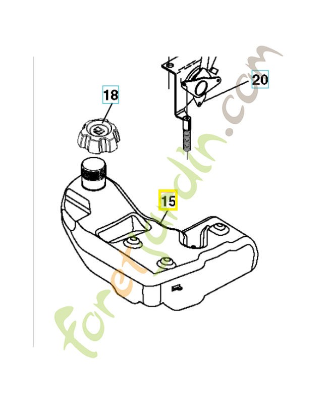 Réservoir a carburant 532193499. Pièce de rechange Husqvarna