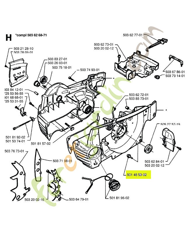 Tampon amortisseur 501485302. Pièce de rechange Husqvarna