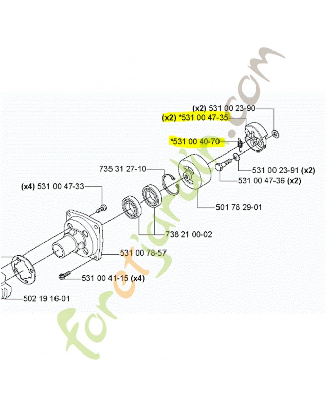 Embrayage husqvarna réf. 531004734 Remplace référence 531002387  ; 531004067