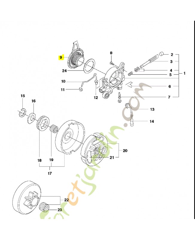 vis entrainement pompe a huile husqvarna ref.582270107 Remplace référence 537207807-503756102-503756103-537207805-503756101