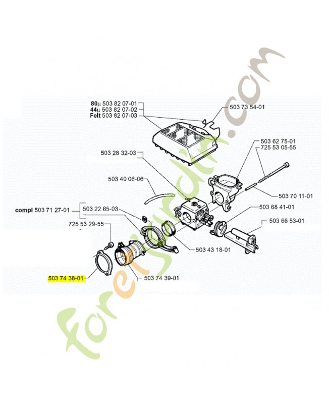 Douille pipe admission husqvarna ref. 503743801
