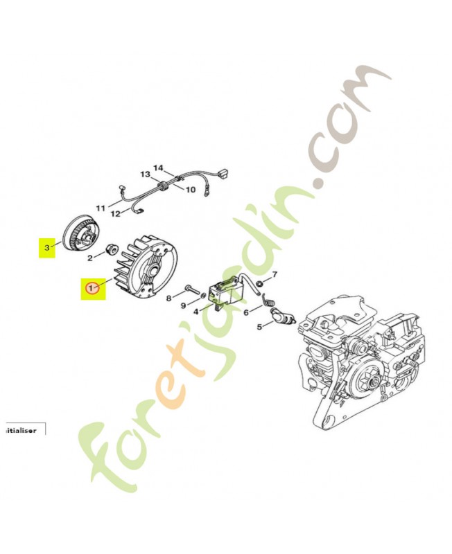 Rotor + poulie a cable Stihl Réf 1133-400-1250