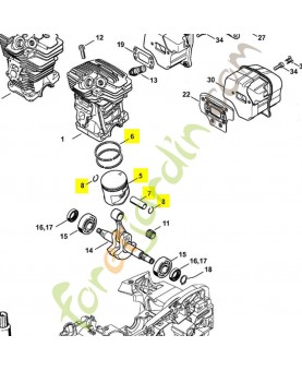 Cylindre avec piston d.49 mm Stihl Réf.1140-020-1202