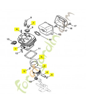 Cylindre avec piston Ø 42 mm Stihl réf.1121-020-1212
