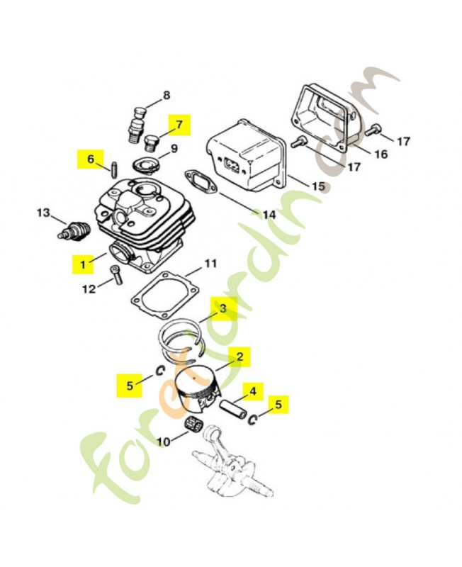 Cylindre avec piston Ø 42 mm Stihl réf.1121-020-1212