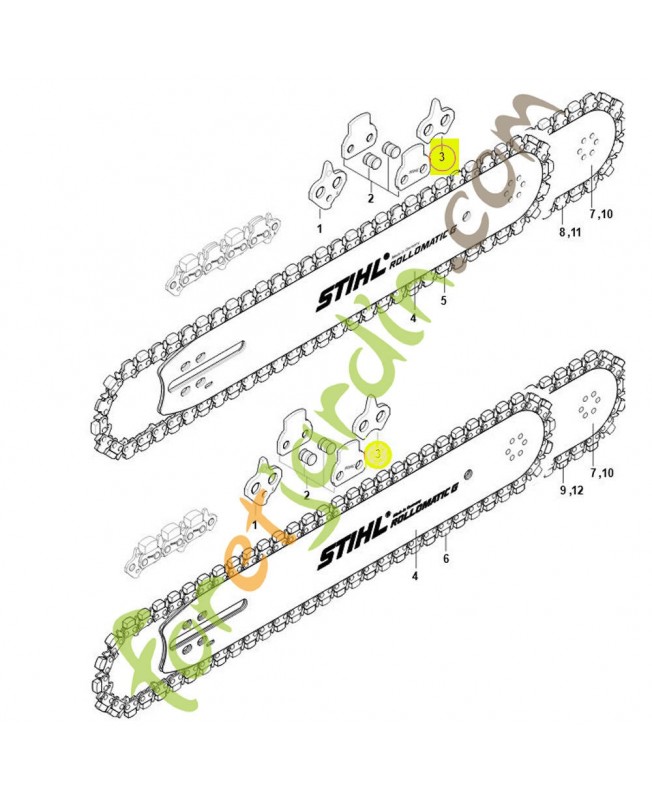 Maillon guidage de sécurité 3/8" G court Stihl réf.3210-662-1151 pour GS 461- Pièce de détachée Sithl / Vicking