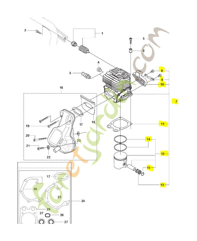Cylindre piston husqvarna réf : 581476104