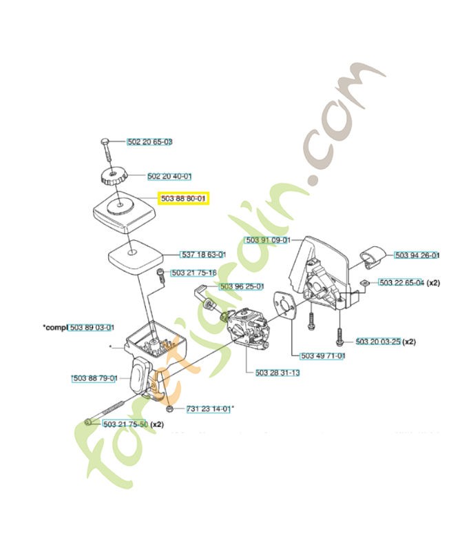 Couvercle 503888001. Pièce de rechange Husqvarna