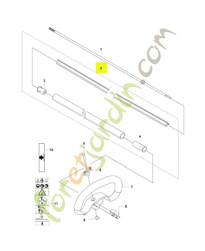 Ensemble de tube inférieur husqvarna réf : 535399801