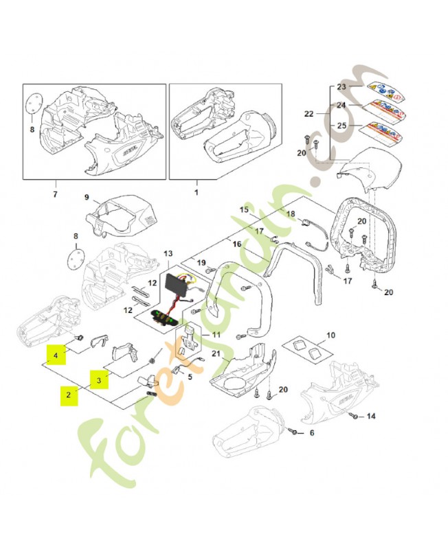 Jeu d'éléments de commande stihl réf.HA07-007-3801