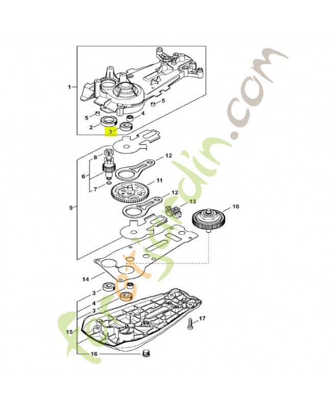 Roulement rainuré à billes 608-ZZ stihl réf. 9503-003-9672