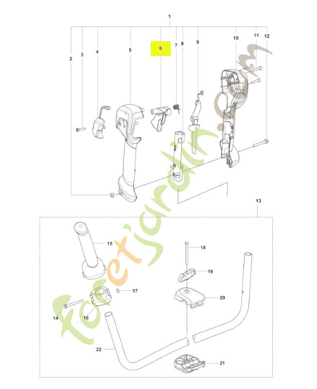 Ensemble de commande d'accélérateur husqvarna réf. 593044302