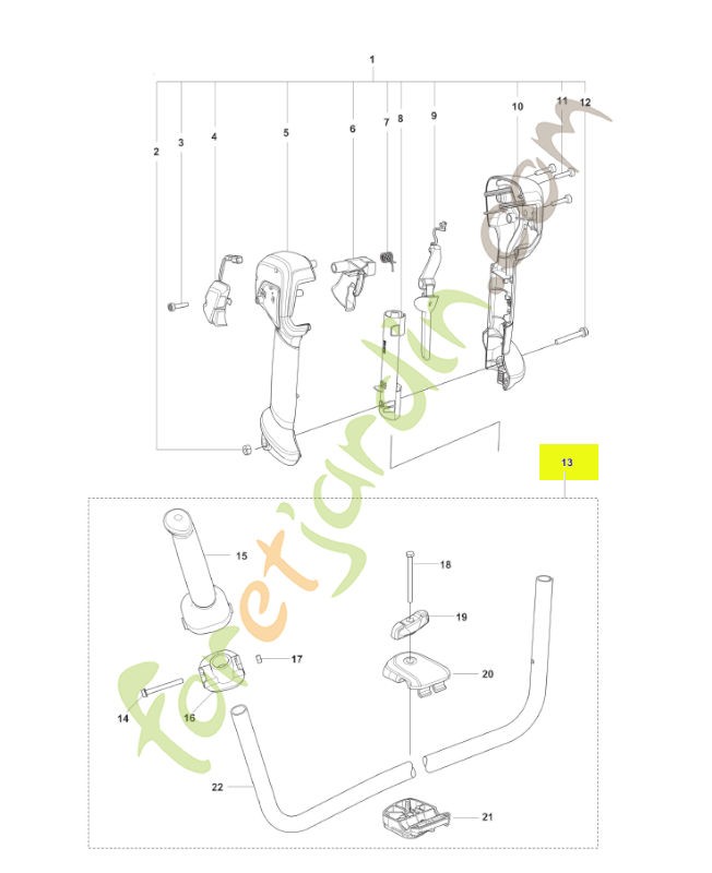 Ensemble de guidon husqvarna réf : 534998501