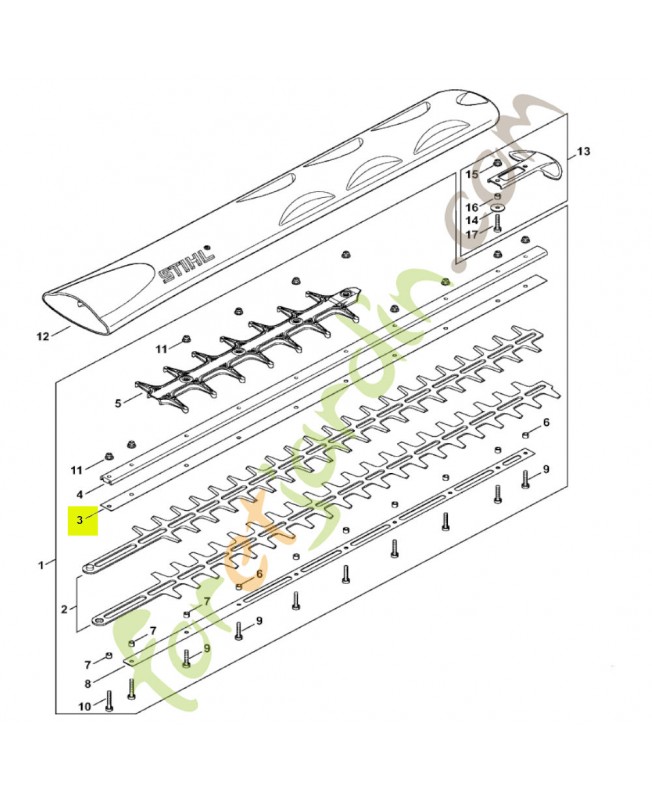 Glissière de couteau 750 mm / 30" R stihl réf. 4237-713-2204
