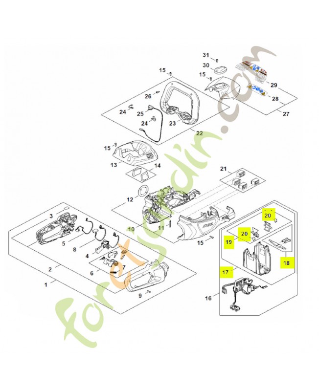 Logement pour batterie réf. Stihl HA02-400-9400