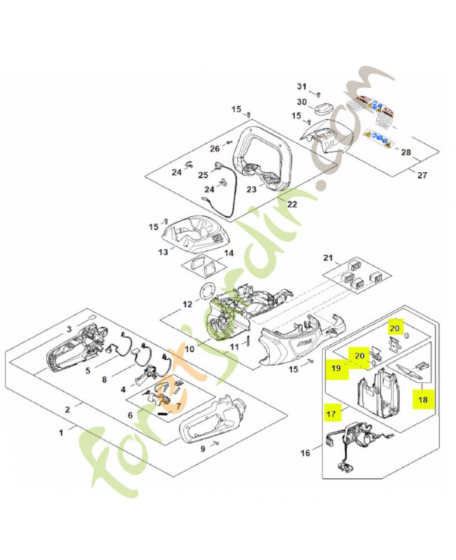 Logement pour batterie réf. Stihl HA02-400-9400