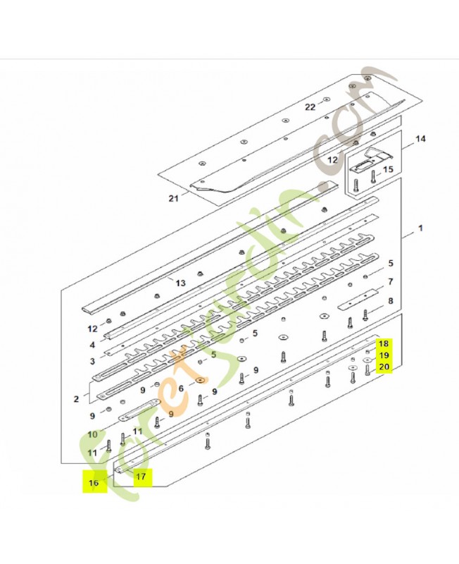Jeu de pièces, réduction du jeu des couteaux stihl réf. 4237-007-1002