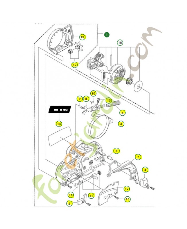 Carter d'embrayage complet husqvarna ref. 544217206 Remplace référence d'origine 544217202
